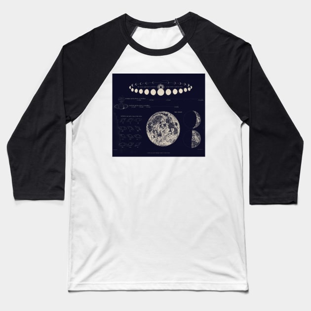 Saturn, Venus & Moon Astronomy Chart | Squid Ink Black Baseball T-Shirt by visionarysea